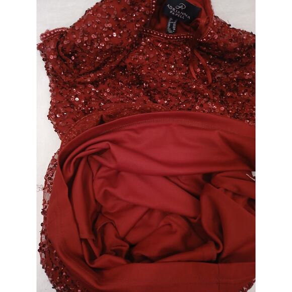 Adriana Papell Beaded Sequin Midi Dress Sz 0 Petite Holiday Christmas New Year's - Picture 11 of 16